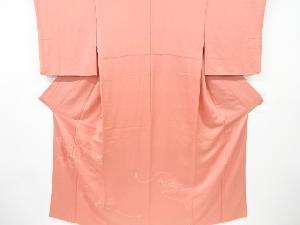 ドロンワーク檜扇に撫子模様付け下げ色無地着物